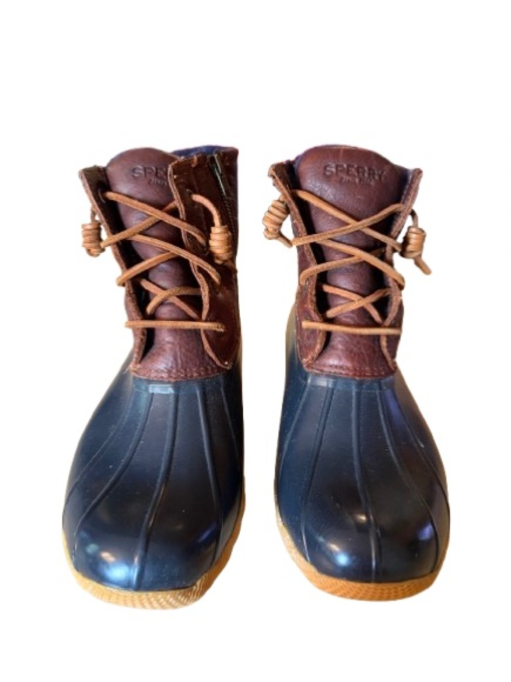 Sperry Top Sider Women’s Duck Boots Size 8 in Navy and Brown Waterproof Gorpcore